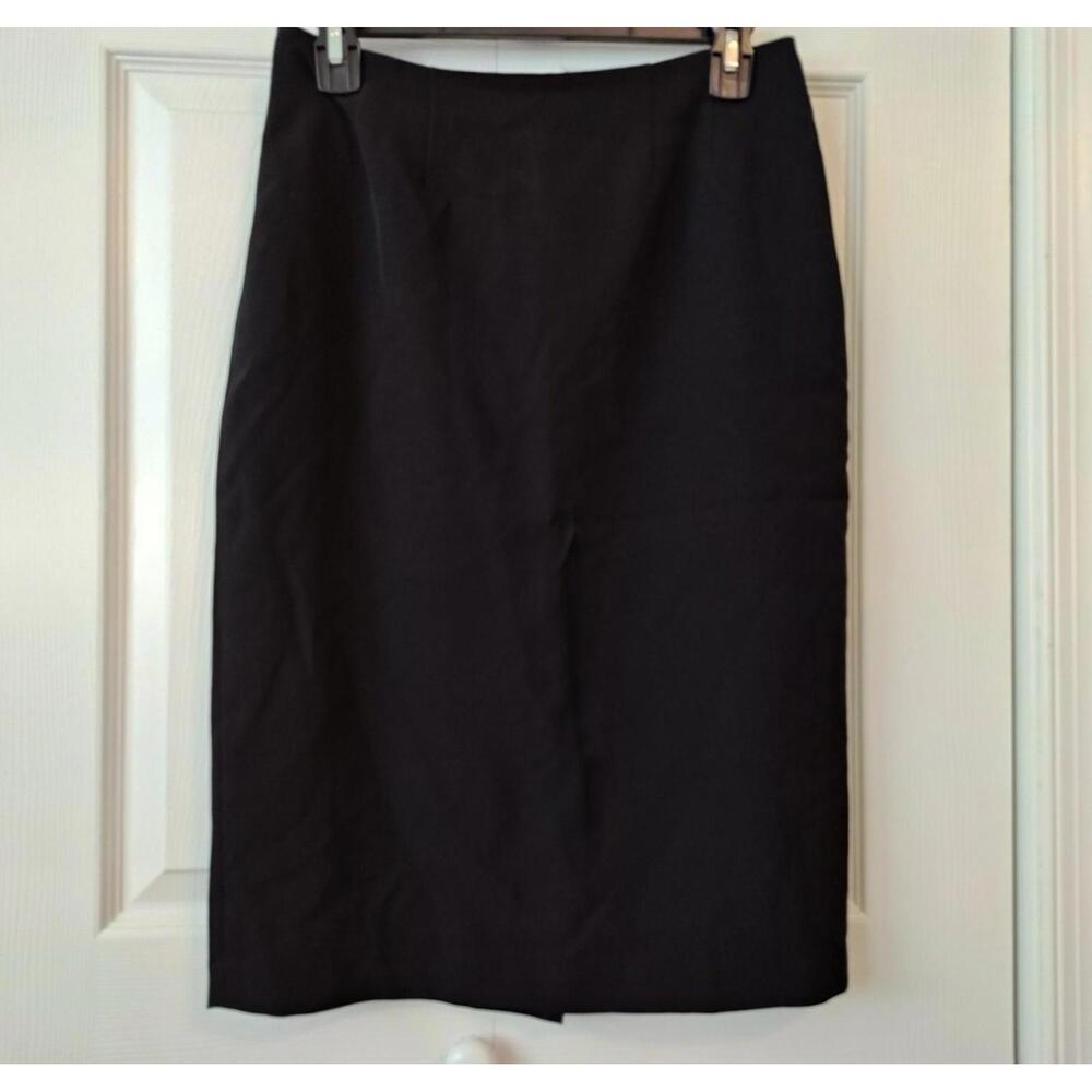 Kasper Crepe Pencil Suit Skirt Black Petite Size 2 Knee/Below knee